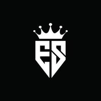 es logo monogramma stile emblema con modello di design a forma di corona vettore