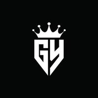 gy logo monogramma stile emblema con modello di design a forma di corona vettore