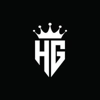 hg logo monogramma stile emblema con modello di design a forma di corona vettore