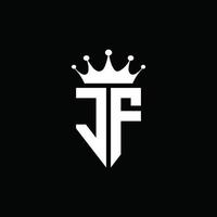 jf logo monogramma stile emblema con modello di design a forma di corona vettore