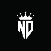 nd logo monogramma stile emblema con modello di design a forma di corona vettore