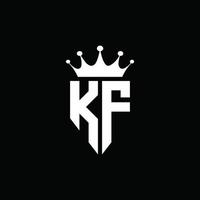 kf logo monogramma stile emblema con modello di design a forma di corona vettore