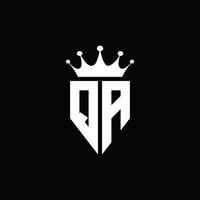 qa logo monogramma stile emblema con modello di design a forma di corona vettore