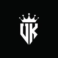 uk logo monogramma stile emblema con modello di design a forma di corona vettore