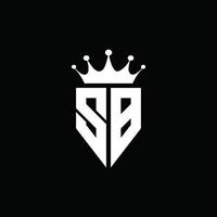 stile emblema monogramma logo sb con modello di design a forma di corona vettore
