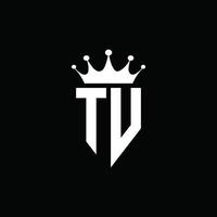 logo tv monogramma stile emblema con modello di design a forma di corona vettore