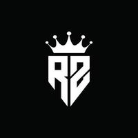 rz logo monogramma stile emblema con modello di design a forma di corona vettore