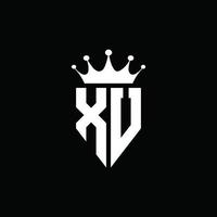 xu logo monogramma stile emblema con modello di design a forma di corona vettore