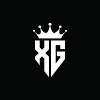 xg logo monogramma stile emblema con modello di design a forma di corona vettore