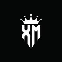 xm logo monogramma stile emblema con modello di design a forma di corona vettore