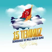 illustrazione vettoriale. vacanza turca. traduzione dal turco, la giornata della democrazia e dell'unità nazionale della turchia, veterani e martiri del 15 luglio. con una vacanza vettore