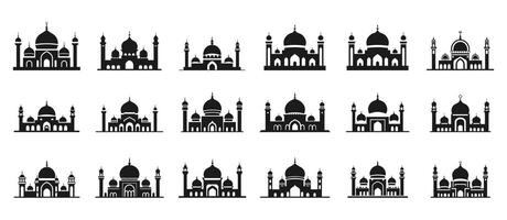 impostato di islamico edificio silhouette. moschee. illustrazione. vettore