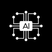 artificiale intelligenza glifo rovesciato icona vettore