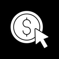 icona glifo invertito pay per click vettore