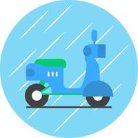 scooter piatto blu cerchio icona vettore