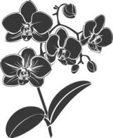 ai generato silhouette orchidea fiore nero colore solo vettore