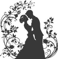 ai generato silhouette elementi di il sposa e sposo per nozze inviti siamo nero solo vettore