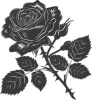 ai generato silhouette rosa fiore nero colore solo vettore