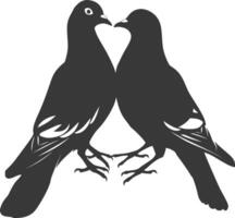 ai generato silhouette colomba uccello animale coppia Piccione nero colore solo vettore