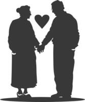 ai generato silhouette anziano coppia Tenere cuore simbolo nero colore solo vettore