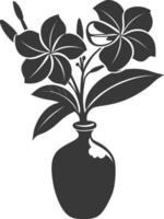 silhouette plumeria fiore nel il vaso nero colore solo vettore