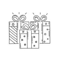 confezioni regalo in stile lineare. icone. scatole regalo. illustrazione vettoriale