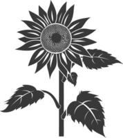silhouette girasole fiore nero colore solo vettore