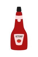 ketchup nel bottiglia isolato su bianca. condimento, immersione, sugo di carne. icona, scarabocchio. cibo. vettore