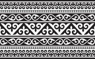 monocromatico senza soluzione di continuità kazakh nazionale ornamento. etnico modello di il nomade popoli di il grande steppa, il turchi. confine, telaio mongoli, kirghiso, buriati, kalmyks. vettore