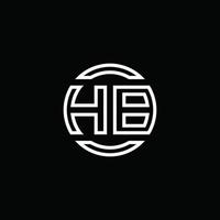 monogramma logo hb con modello di design arrotondato cerchio spazio negativo vettore