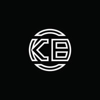 kb logo monogramma con modello di design arrotondato cerchio spazio negativo vettore