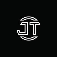 jt logo monogramma con modello di design arrotondato cerchio spazio negativo vettore