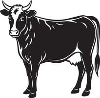 mucca silhouette . nero e bianca. isolato bianca sfondo vettore