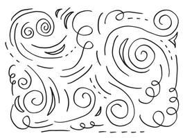mano disegnato abbozzato scarabocchio cartone animato impostato di riccioli e turbinii decorativo elementi per concetto design vettore