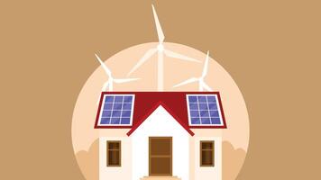 sostenibile Casa con pulito energia solare e vento energia illustrazione vettore