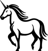 unicorno, nero e bianca illustrazione vettore