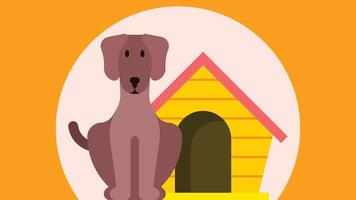 cane Casa nel il cortile colorato per bambini libri colorazione libri vettore