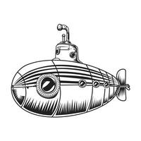 mano disegnato illustrazione di un' sottomarino illustrazione vettore