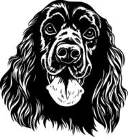 cocker spaniel, nero e bianca illustrazione vettore