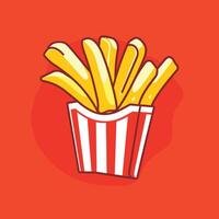 francese patatine fritte cartone animato illustrazione Fast food concetto piatto design vettore