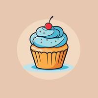 Groovy Cupcake cartone animato illustrazione design vettore