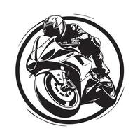 da corsa motociclo logo su bianca sfondo. superbike monocromatico emblema. vettore