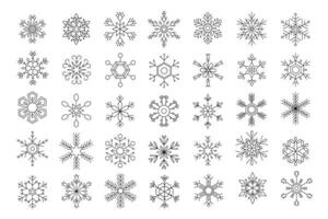 i fiocchi di neve icone impostare. carino i fiocchi di neve collezione isolato su bianca sfondo. simpatico elemento per Natale striscione, carte. vettore
