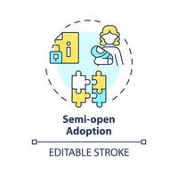 semi Aperto adozione Multi colore concetto icona. limitato contatto con biologico genitore. identità protezione. bambino custodia. il giro forma linea illustrazione. astratto idea. grafico design. facile per uso vettore