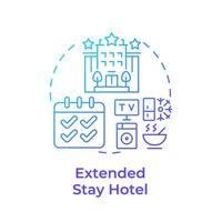 esteso restare Hotel blu pendenza concetto icona. lungo termine struttura ricettiva. viaggio tendenza. Hotel prenotazione. il giro forma linea illustrazione. astratto idea. grafico design. facile per uso nel blog inviare vettore