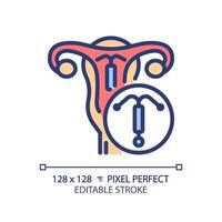 intrauterino dispositivo rgb colore icona. gravidanza prevenzione, nascita controllo impiantare. medico tecnologia, riproduttore Salute. isolato illustrazione. semplice pieno linea disegno. modificabile ictus vettore