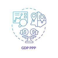 gdp ppp blu pendenza concetto icona. acquisto energia parità. salari e stipendi, sociale economia. il giro forma linea illustrazione. astratto idea. grafico design. facile per uso nel opuscolo, opuscolo vettore