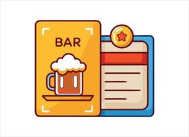 cartone animato birra boccale e bar menù vettore
