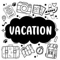 vacanza e viaggio scarabocchio icone impostare. illustrazione vettore