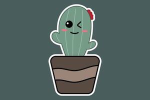 carino cactus nel un' pentola. carino cartone animato carattere. illustrazione vettore